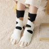 Plush Coral Fleece Socks Women's Mid-tube Socks Autumn and Winter Cat Claws Cute Thick Warm Sleeping Floor Sleeping Socks
