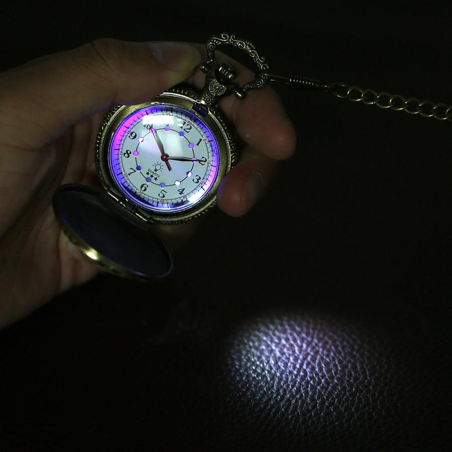 Светящиеся светодиодные кварцевые карманные часы Hollow Train Locomotiv Engine Steampunk Quartz FOB Light Watches для мужчин и женщин