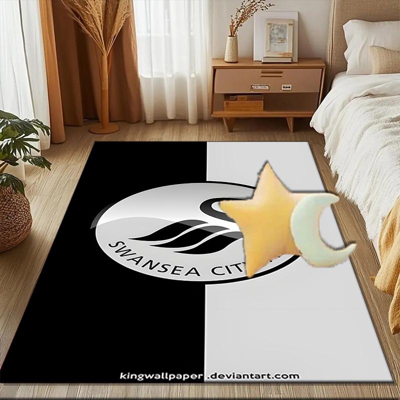Swansea City Afc Crest Rug Game Carpet, Floor Mat for Bedroom Living Room Entryway Rug, Home Decor Idea Gift for Christmas birthday