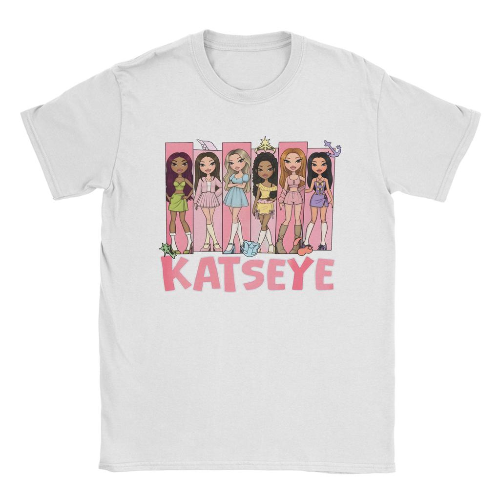 Novelty Katseye Kpop Idol TShirts Unisex Unisex Crew Neck Cotton T Shirt Beautiful Chaos Album Short Sleeve Tees Gift Idea Tops