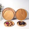Japanese Style Round Tray Food Serving Plate Natural Wood Snack Dessert Plates Wooden Simple Fruit Dish Tray Kitchen Organizer