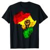 Africa Map Rising Hand Juneteenth African Pride Freedom Day T-Shirt Black History Apparel Streetwear Black-proud Graphic Tee Top