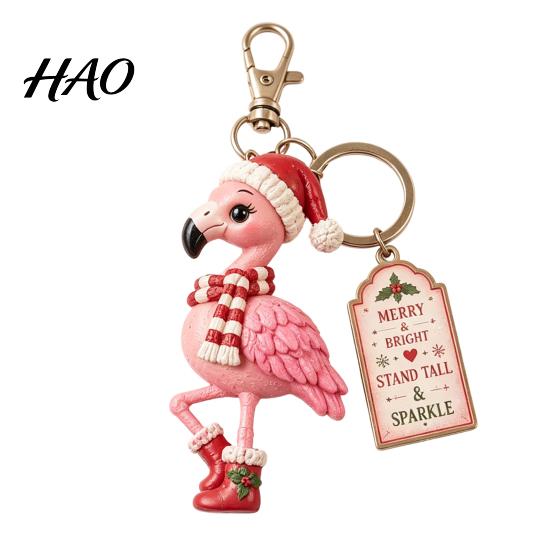 Backpack Pendant Decor Christmas Santa Claus Keychain, Cartoon Snowman Reindeer Elf Highland Cow Stocking Stuffer Keyring, Xmas Character Keychain for