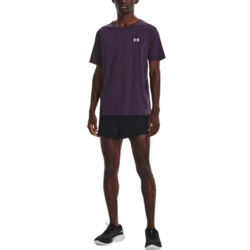 Under Armour T-Shirts Men's Formal Wear Purple Crew Neck Moderate Straight Fit (Unisex) T-Shirts 1376518 541
