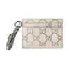 GUCCI GG Emblem Coated Textile, Leather Card Holder Regular Women's Light Beige & Silver 819121-FAFGH-8741