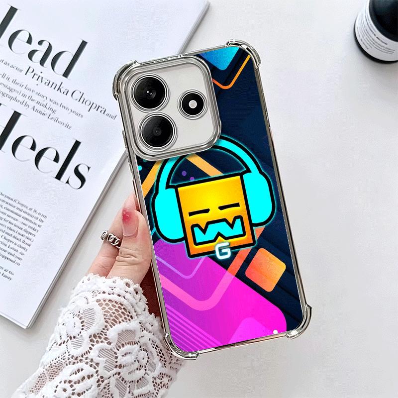 Игровой чехол Geometry Dash с покрытием для телефона Xiaomi Redmi Note 14 15 Pro Plus 13 12 11 11S 11T 10 9S 9 5G, противоударный чехол с подушкой безопасности