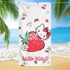 1 шт. Пляжное полотенце Hello Kitty с рисунком клубники, Полиэстер Микрофибра, Идеально для пляжа, плавания, кемпинга, Путешествий, Основные принадлежности