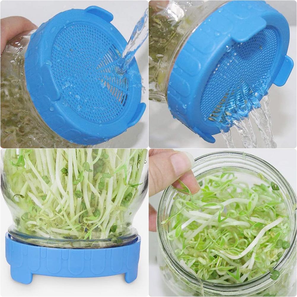 1/2pcs Sprouting Lid Seed Growing Fermentation Vegetable Sealing Lids Food Grade Mesh Sprout Cover Kit for Mason Jar