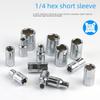 1/4" Hex Short Socket Wrench with 6.3mm Interface, Ratchet Handle, and 4-14mm Socket Head for Auto Repair