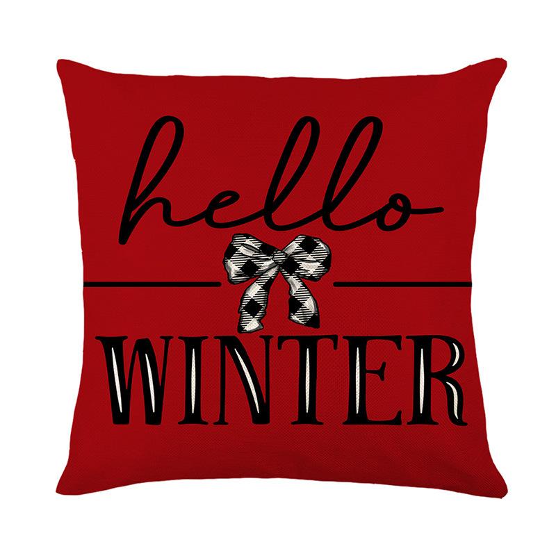 Christmas Polyester Pillow Cover Pillow Cushion Home Sofa Cushion Cover Plaid Letters