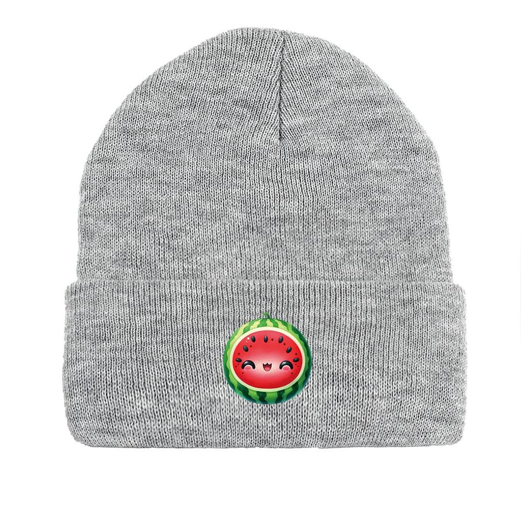 Cartoon Watermelon Winter Knitted Hat Beanie, Fruit Skull Cap Thermal Stretchy Sporting Headwear Knitted Cap Beanie