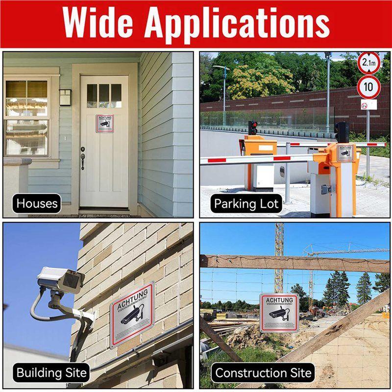 Знак видеонаблюдения, Видеонаблюдение Частная собственность, 15 x 15 см Металлический предупреждающий знак видеонаблюдения 12 шт.