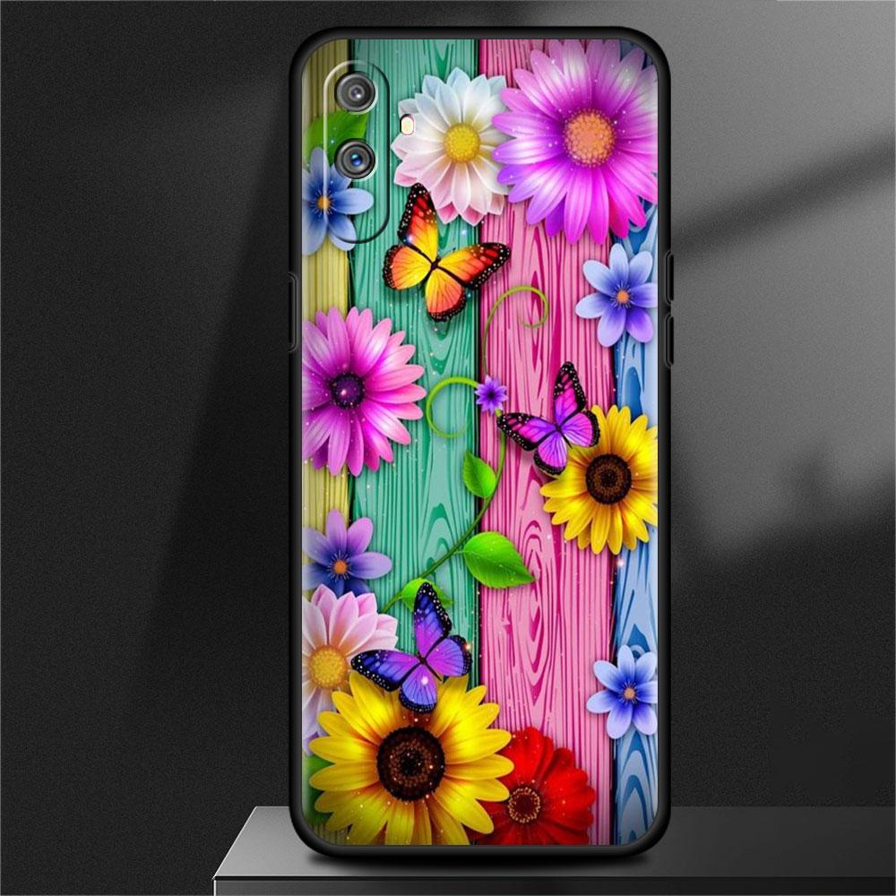 Мягкий чехол для Oppo Realme 8 C21Y C21 GT Neo 2 Pro 3 7 9 Pro 8i 6 C11 9i C35 C15 C12 C3, чехол для телефона с бриллиантами, цветами, бабочками