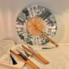 Изысканный веер-мельница с бамбуковой ручкой, круглый веер, складной веер, украшение для свадебной вечеринки