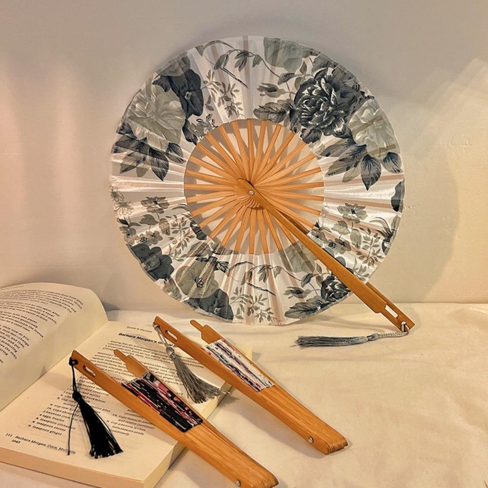 Изысканный веер-мельница с бамбуковой ручкой, круглый веер, складной веер, украшение для свадебной вечеринки