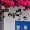 1pc Welcome Metal Wall Art Birds On Branch Decor Wall Hanging Silhouette Sculpture Ornament Iron Sign For Office Decoration