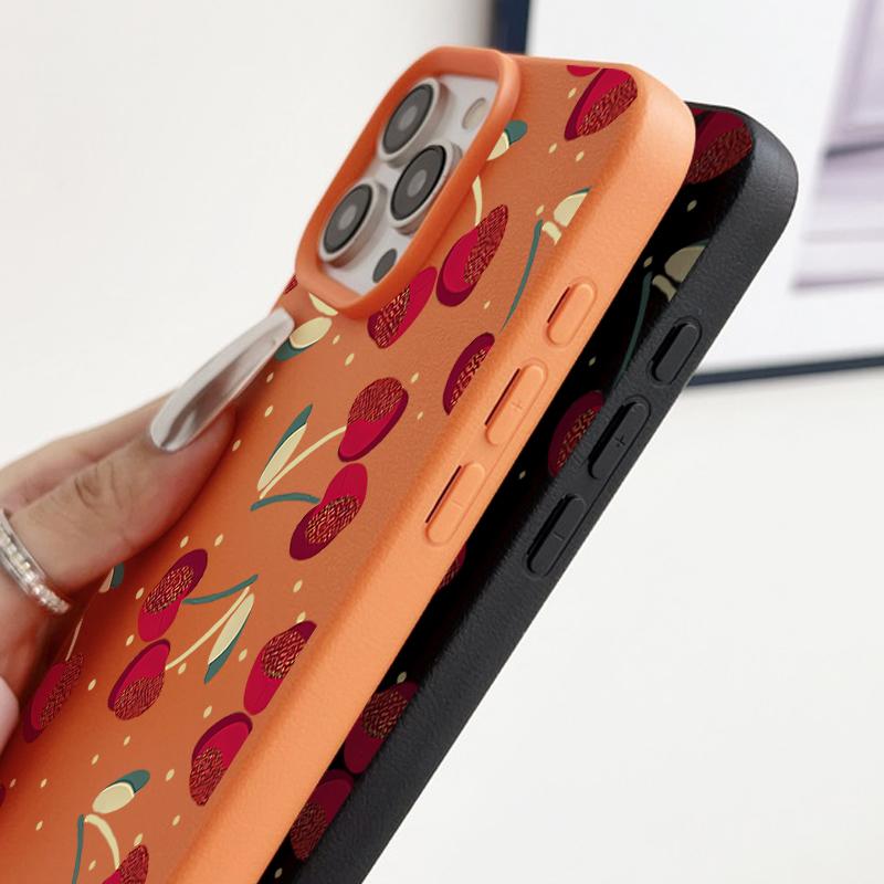 Красный вишневый принт матовый мягкий чехол для iPhone 16 Pro Max 15 14 Pro 13 12 11 ударопрочный TPU кожа текстура тонкий чехол для телефона