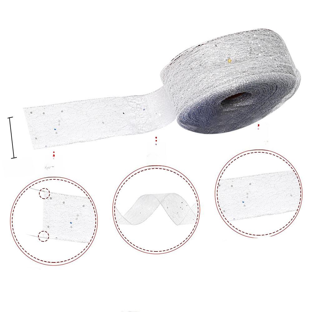 Festive 10 Meter Christmas Tree Ribbon In Colorful Gold Silver And Red Netting