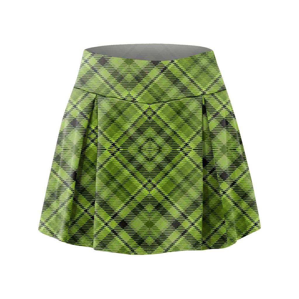 Женская спортивная эластичная теннисная юбка с принтом и высокой талией, плиссированные двухслойные леггинсы, короткая юбка