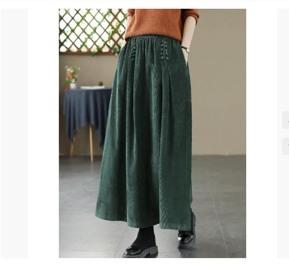 Женские винтажные вельветовые юбки А-силуэта на резинке, однотонные, пэчворк, с карманами, весна 2025, новая коллекция, толстые женские юбки