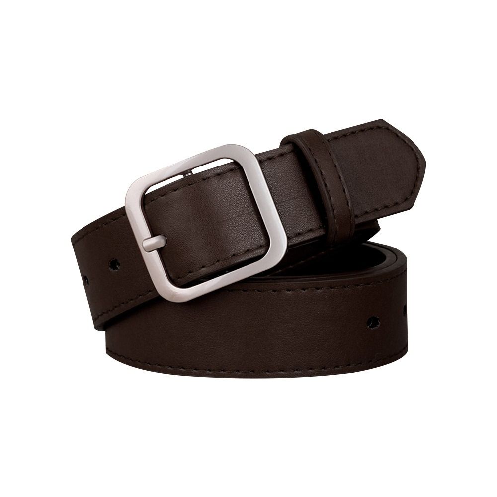 All-match Casual Vintage Square Buckle Waistband PU Leather Belt Pants Bands Ladies Dress Belts