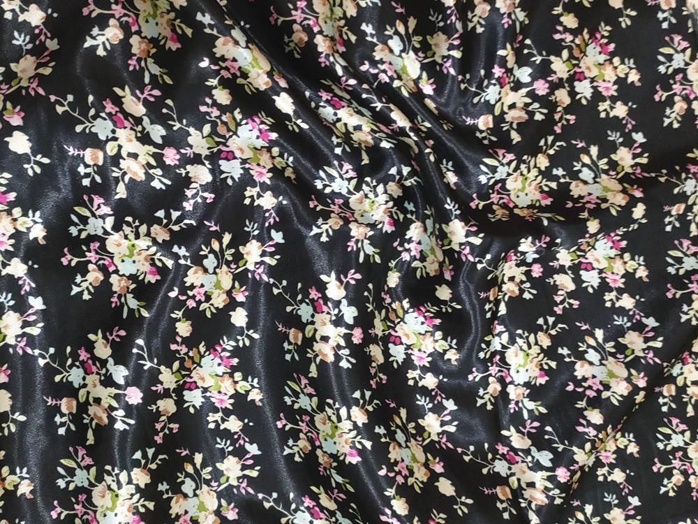 Большая Цветочная Ткань из Шелкового Сатина для Ципао, Подкладки и Ленты для Головного Убора