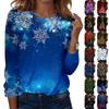 Women's Christmas Printed Round-neck Loose Long-sleeved Top