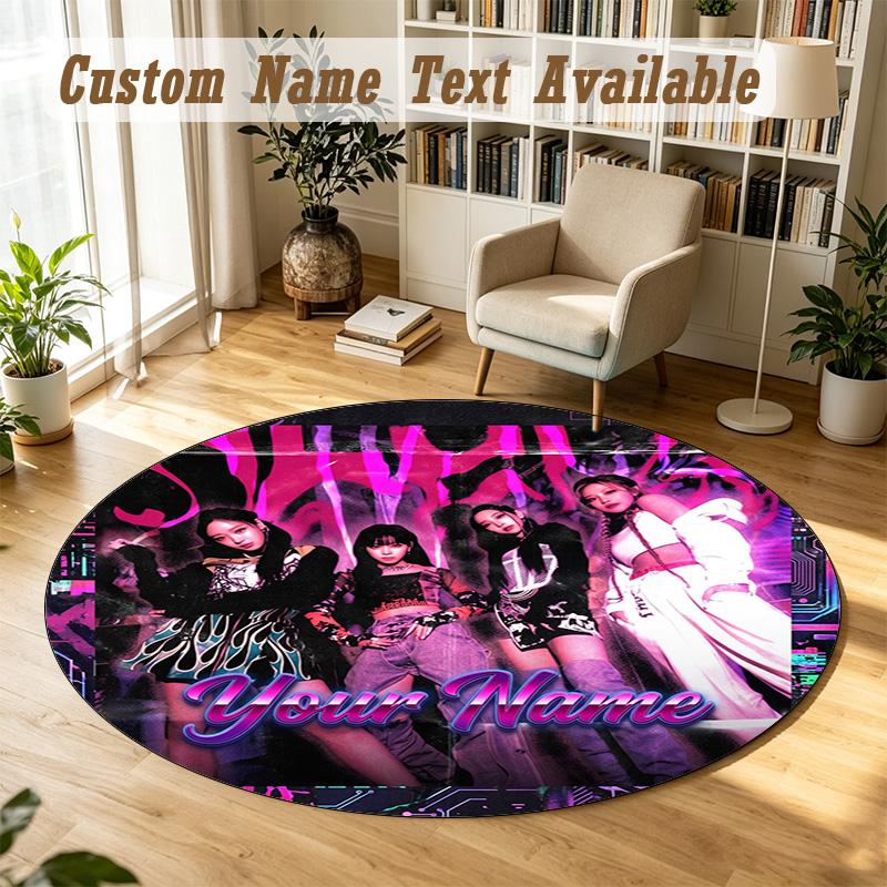Round Rug Custom Nameaespa Pattern Non Slip Carpet Home Floor Decor