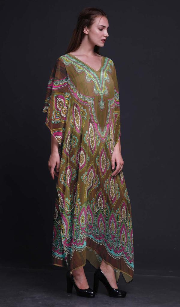 Phagun Цветочный этнический женский кафтан праздничная домашняя одежда макси платье пляж