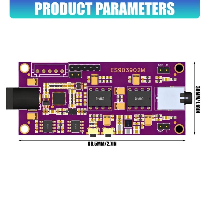 Продвинутая печатная плата ES9039Q2M со связью I2S USB Модуль декодирования ES9039Q2M Отличная обработка звука
