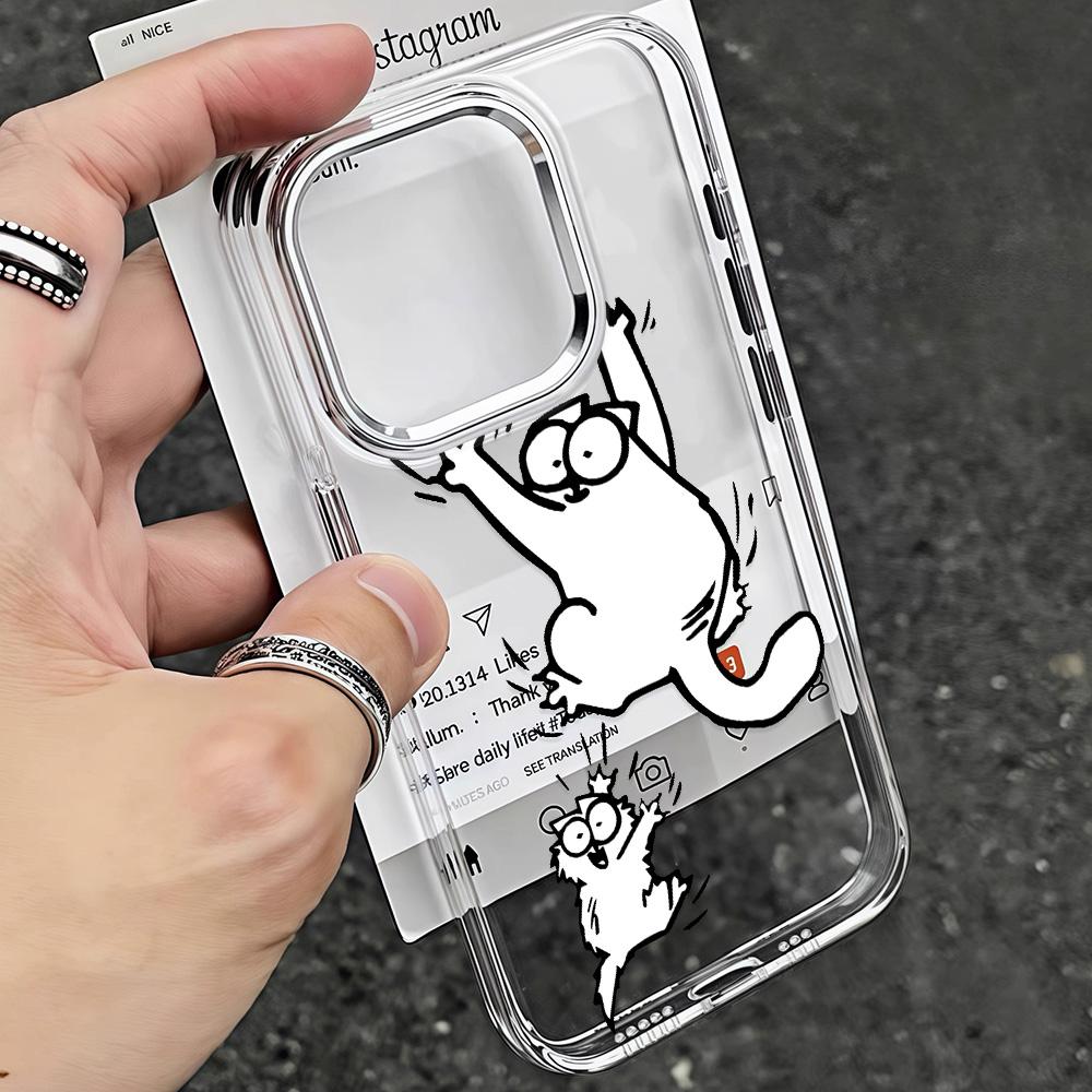 Милый Чехол для Телефона S-Simons-Cat Новый Для Xiaomi Redmi Note 15 14 13 14c 13c 12 11 12s 12c 10c 10 9 Pro Plus 4G 5G Прозрачный Чехол