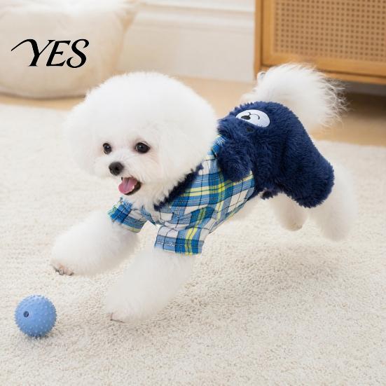 Warm Dog Jumpsuit Fuzzy Bear Jumpsuit, Cute Plaid Outfit, 4-Legged Apparel, Autumn Winter Onesie Plush Lined Cozy Clothes for Small Clothing