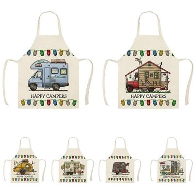 68x55 см эскиз походный кухонный фартук с принтом автомобиля без рукавов пятностойкий хлопковый льняной женский фартук домашние чистящие средства