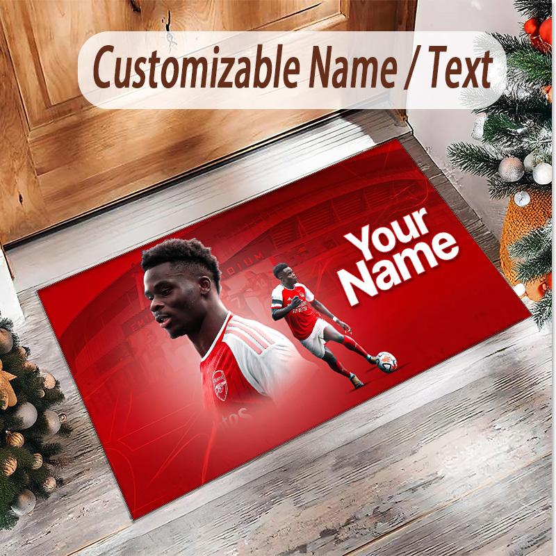 Personalized Crystal Velvet Carpet Bukayo Saka Pattern Non Slip Floor Rug