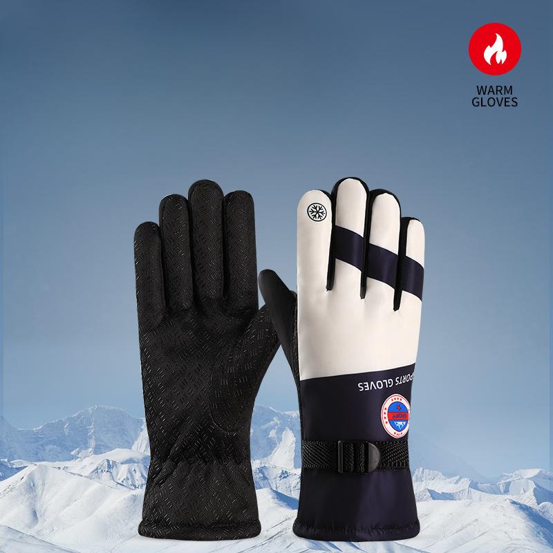 Теплые перчатки для занятий спортом на открытом воздухе Зимнее тепло для катания на лыжах Флисовые Утепленные Водонепроницаемые Перчатки для велоспорта на открытом воздухе Ветрозащитные и Морозостойкие