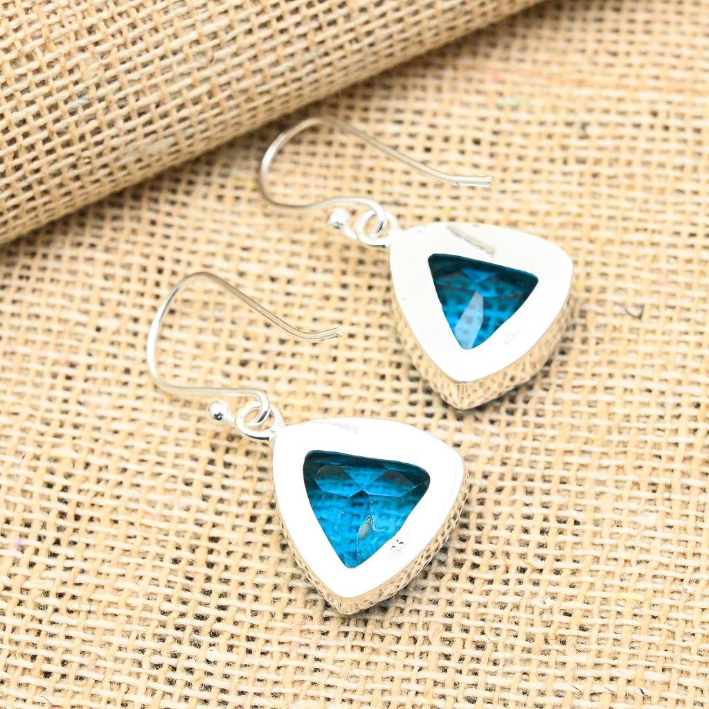 Восхитительные серьги из стерлингового серебра 925 пробы с голубым топазом ручной работы для свадебного подарка