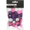 Spherical Pom Poms In Three Different Colors and Two Sizes with and Without Sequins. Ref 51884