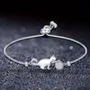 Ladies925Silver Cube Cat Pendant Bracelet Elegant jewelry featuring a playful dancing cat is perfect as a bracelet gift for women on both everyday