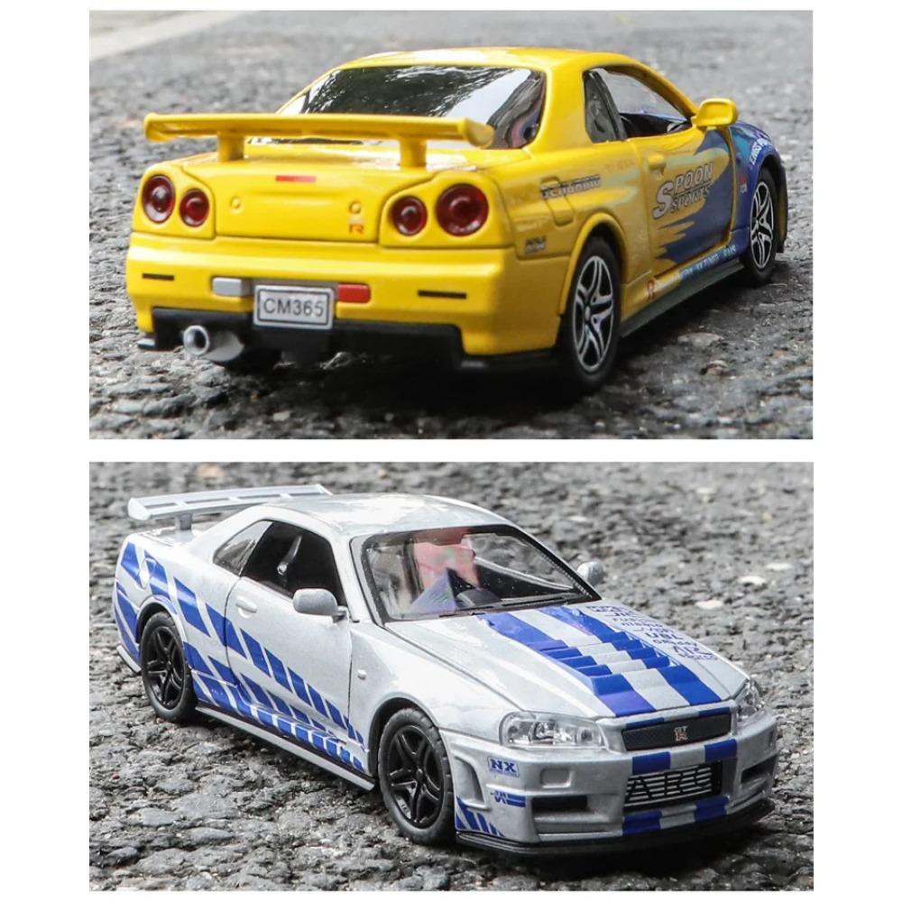Масштаб 1/32 Nissan GTR R34 SKYLINE Fast Alloy Simulation Car Model Diecasts & Toy Vehicles and Furious Cars Decoration Toys for Children Boy