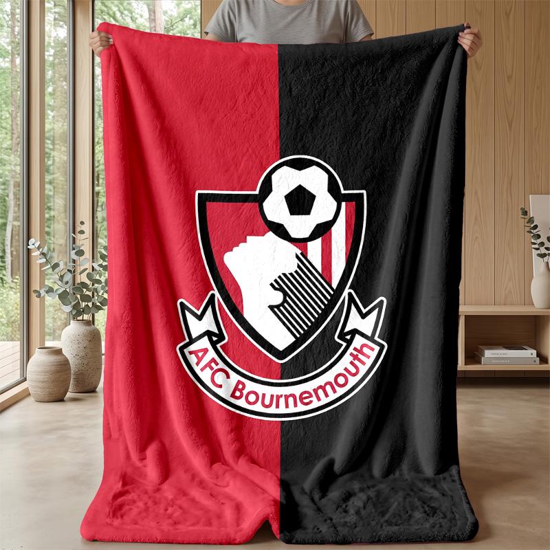 Bournemouth Football Print Flannel Blanket, Soft Warm Lightweight Throw Blanket for Sofa Bed Camping