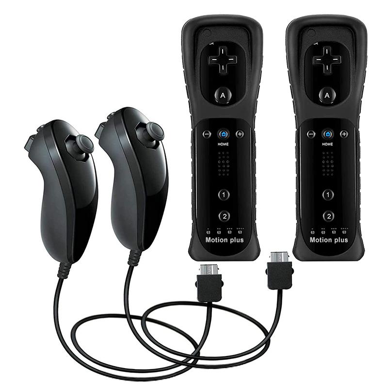 Пара пультов дистанционного управления с контроллером Nunchuck для игр Wii Управление для консоли Wii Беспроводной геймпад с Motion Plus