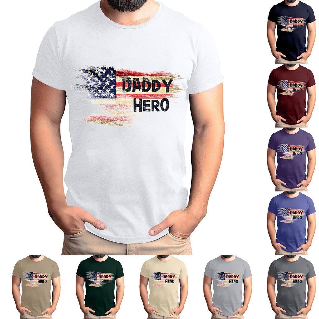 Мужская футболка с принтом флага ко Дню отца, мужской свободный повседневный топ с коротким рукавом