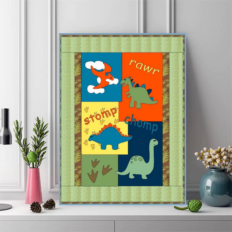 Cartoon Dinosaur 100% Round Full Drill 5D DIY Diamond Painting Embroidery Cross Stitch Rhinestone Décor