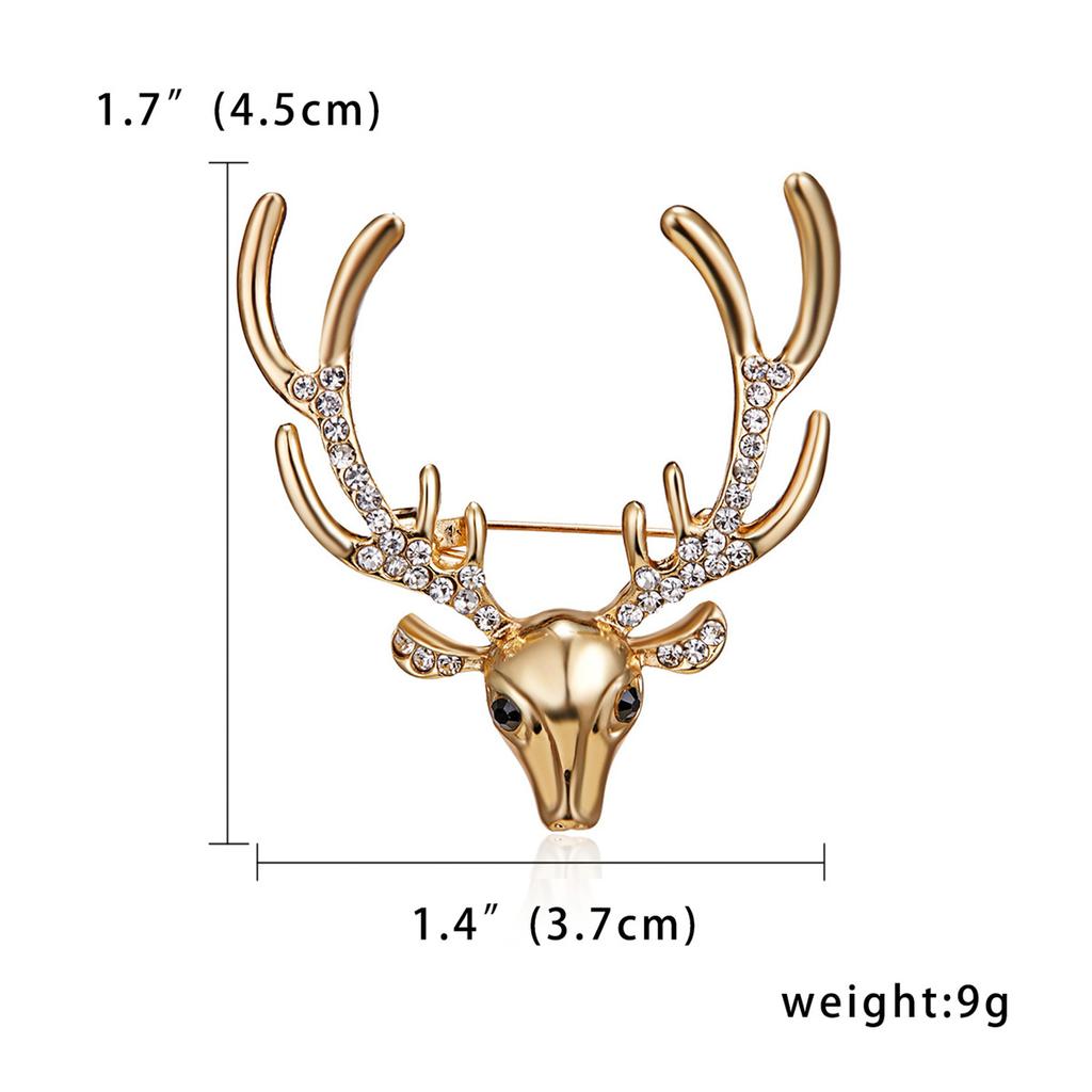 Rinhoo Cute Full Rhinestone Deer Brooches For Women New Year Decorative Imitation Pearl Animal Elk Lapel Pins Christmas Jewelry