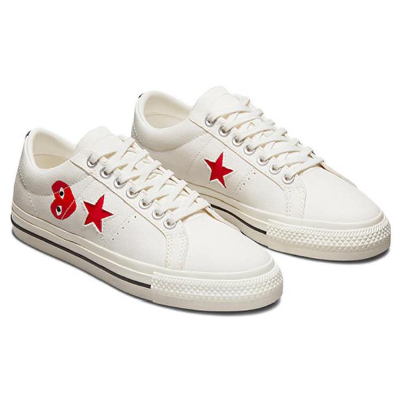COMME DES GARCONS SHIRT x Converse One Star Холщовые Классические Повседневные Нескользящие Износостойкие Легкие Низкие Кеды Унисекс Белые