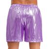 Mens Shiny Boxer Shorts Elastic Waistband Side Pocket Design Loose Fit Glossy Beach Shorts Loungewear