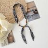 Korean version versatile classic leopard print beaded silk scarf women's summer decoration long strip small scarf adjustable thin scarf