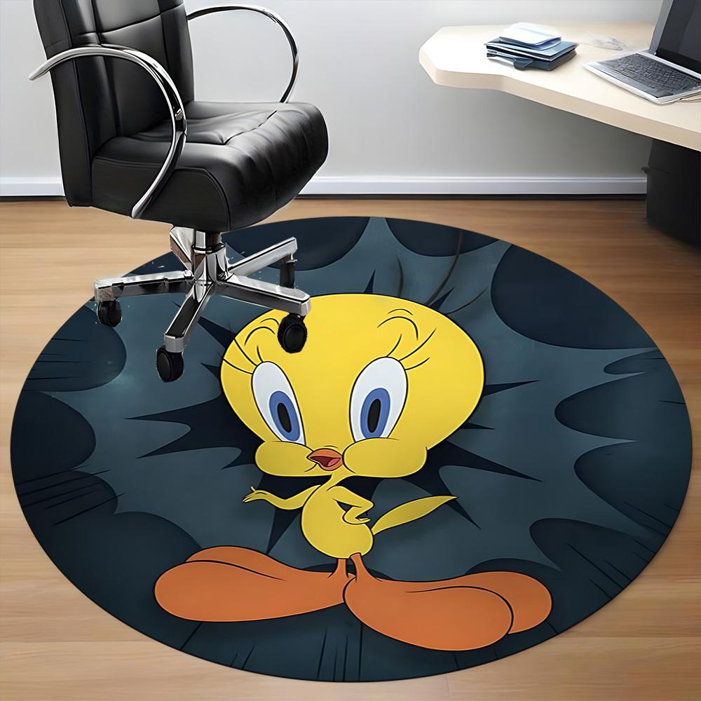 1PC Looney Tunes Tweety Office Round Area Rug, Indoor Mat Suitable For Office, Under Office Chairs Bedroom Living Room Home Decor, Room Deco110