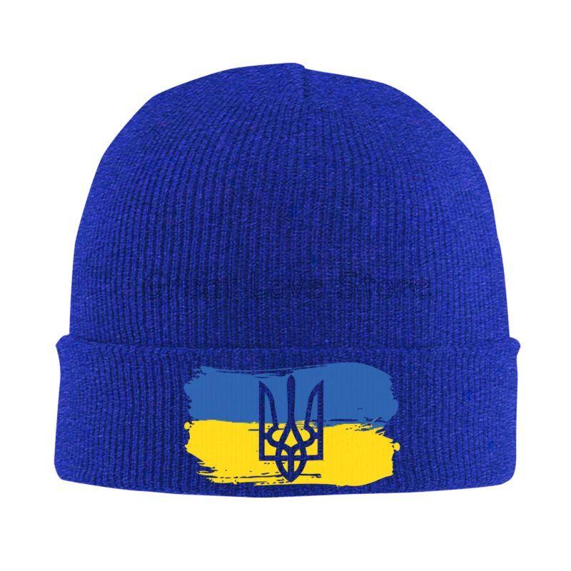 Шляпы-бини с гербом Украины Унисекс Эластичная вязаная шапка Зимние теплые шапки-бини Повязки на голову для путешествий, активного отдыха, пеших прогулок, кемпинга