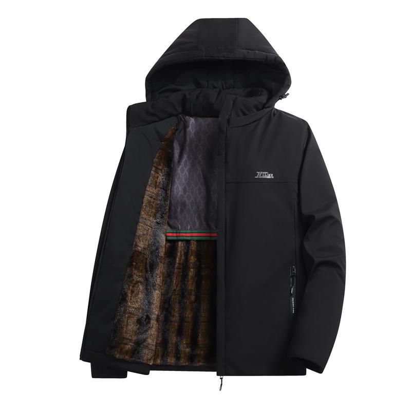 Men's Graphene Autumn and Winter Fleece Thickened Jacket Men's Business Cotton-padded Clothes Men's